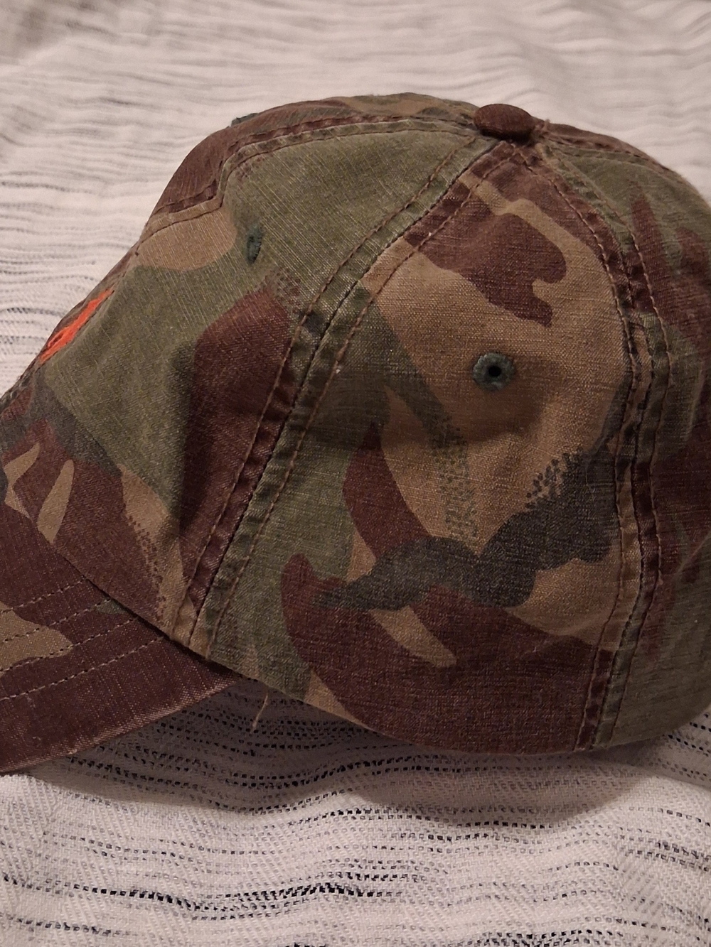 Polo by Ralph Lauren  Baseball Cap Camo Green/Brown with Orange Logo - Picture 5 of 9